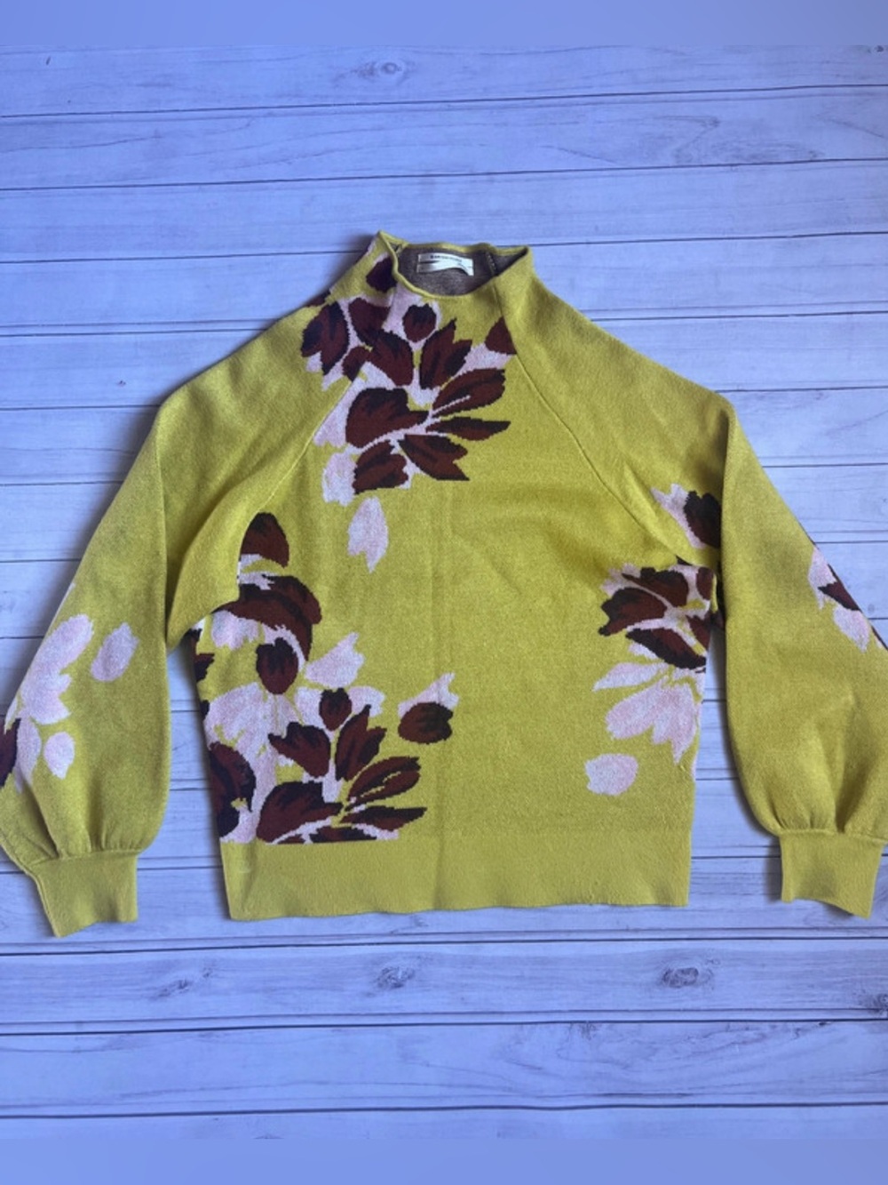 Yellow floral print Anthropologie sweater